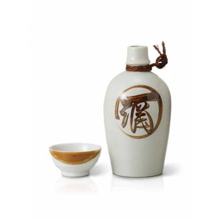 Sake Set White Kanji Tokkuri & Ochoko